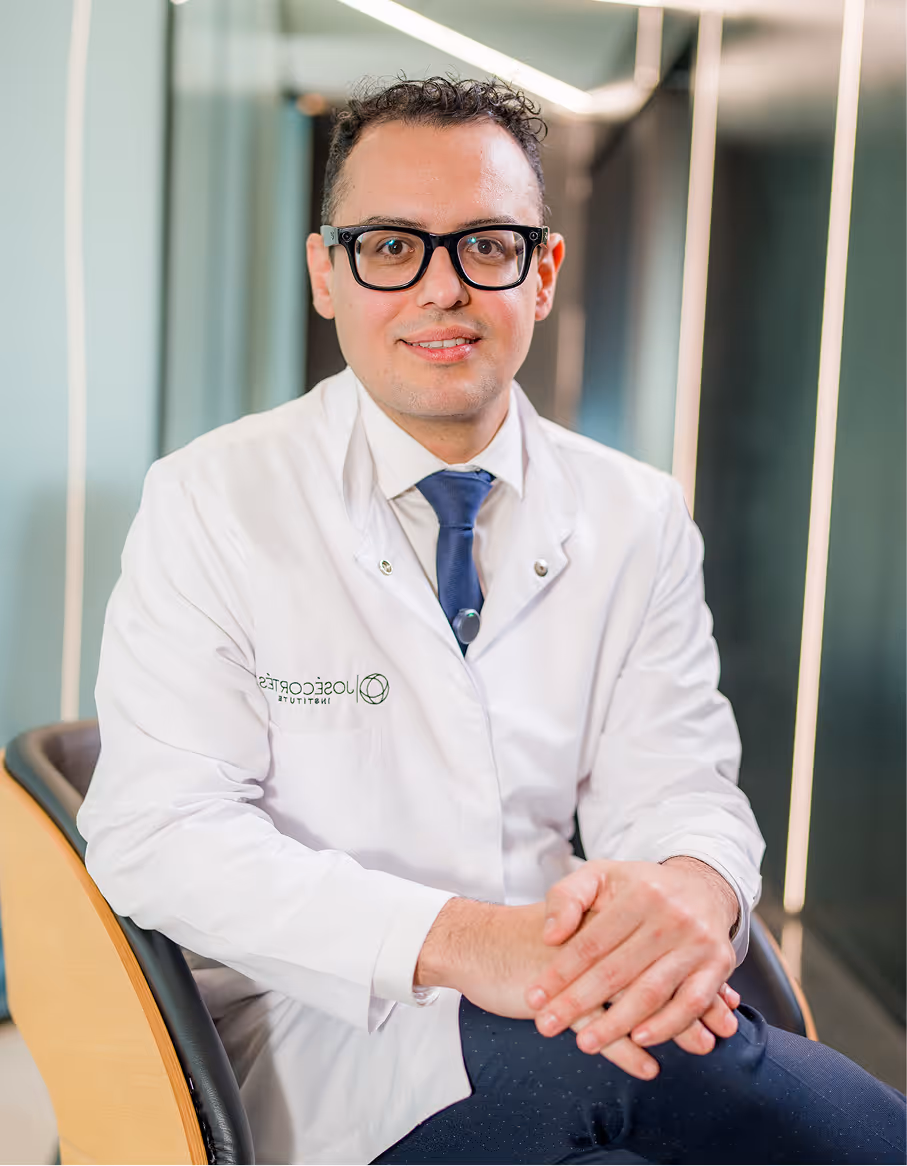 Dr. José Cortés seated in his Mexico City clinic